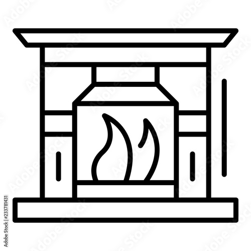Fireplace icon. Outline fireplace vector icon for web design isolated on white background