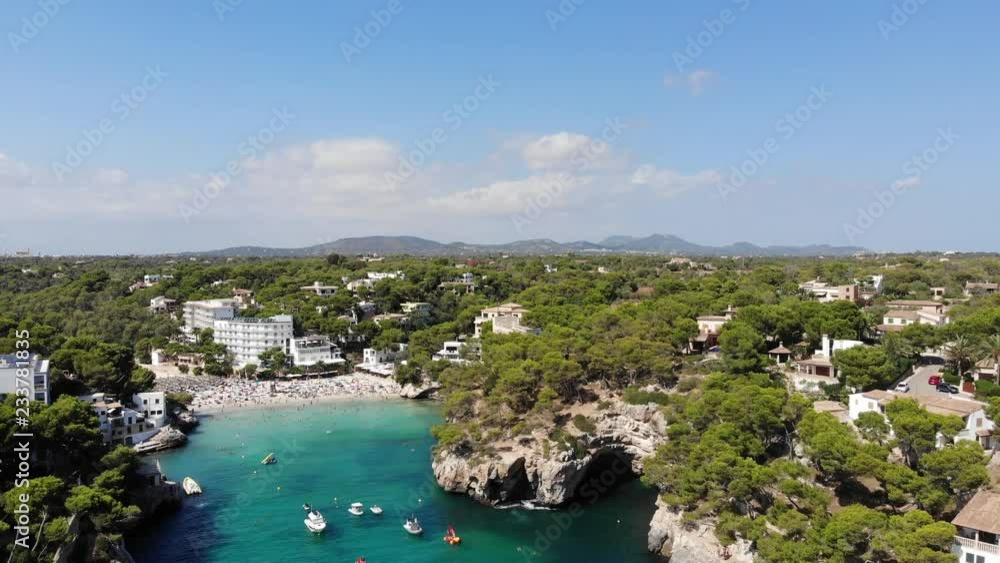 Aerial View, Flight over the bay of Cala Santanyi Aerial View, Flight over the bay of Cala Santanyi