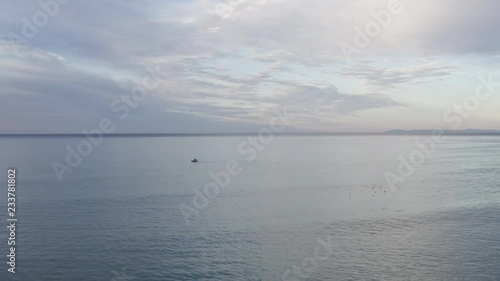 Early morning ocean horizon aerial 