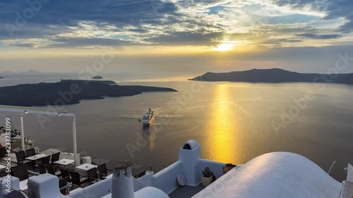4K Santorini's Oia sunset timelapse, day to night, Greece