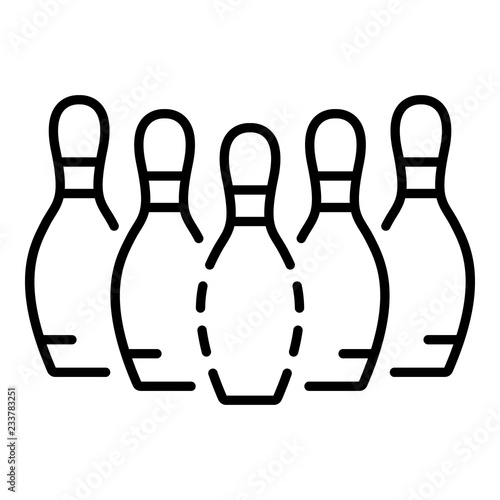 Bowling pins icon. Outline bowling pins vector icon for web design isolated on white background