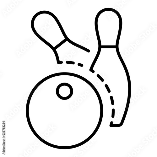 Bowling ball two pins icon. Outline bowling ball two pins vector icon for web design isolated on white background