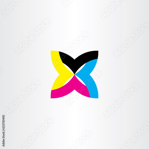 print logo letter x cmyk icon vector symbol