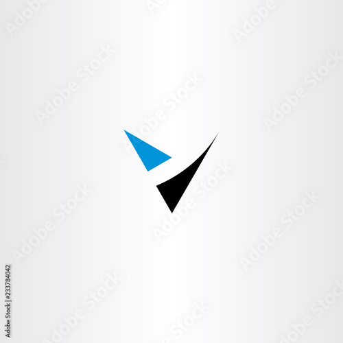 v letter blue black logo icon element