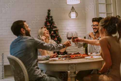 Friends celebrating Christm...