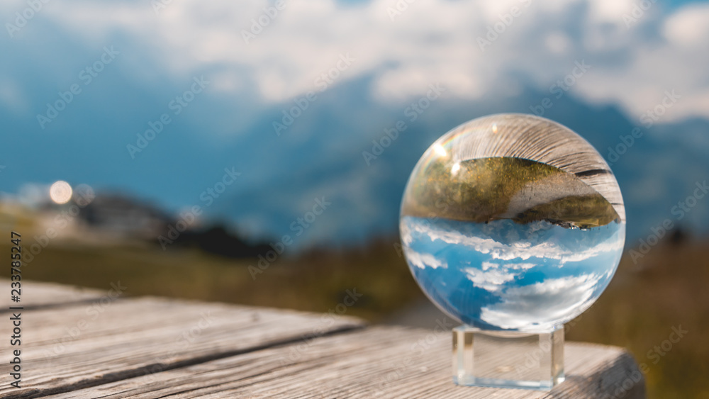 Crystal ball alpine landscape shot at Zell am See - Salzburg - Austria Crystal ball alpine landscape shot at Zell am See - Salzburg - Austria