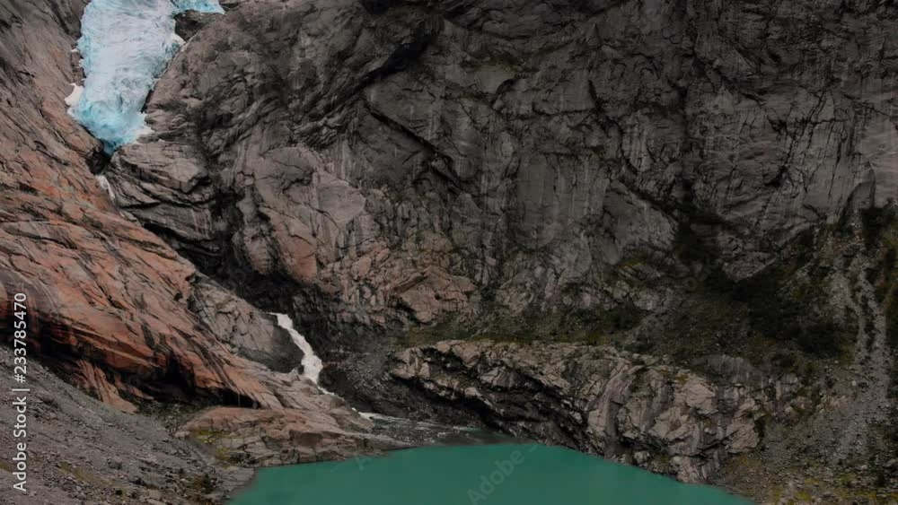 Briksdalsbreen glacier - Norway, Aerial, drone Briksdalsbreen glacier - Norway, Aerial, drone