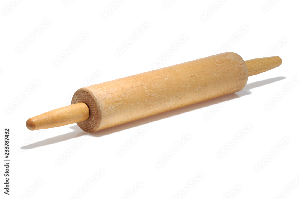 Rolling pin with drop shadow isolated on a white background with clipping path Rolling pin with drop shadow isolated on a white background with clipping path