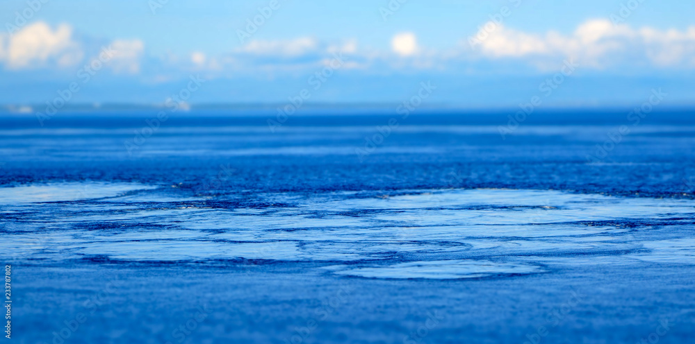 Water slick on the blue ocean near Vancouver, British Columbia