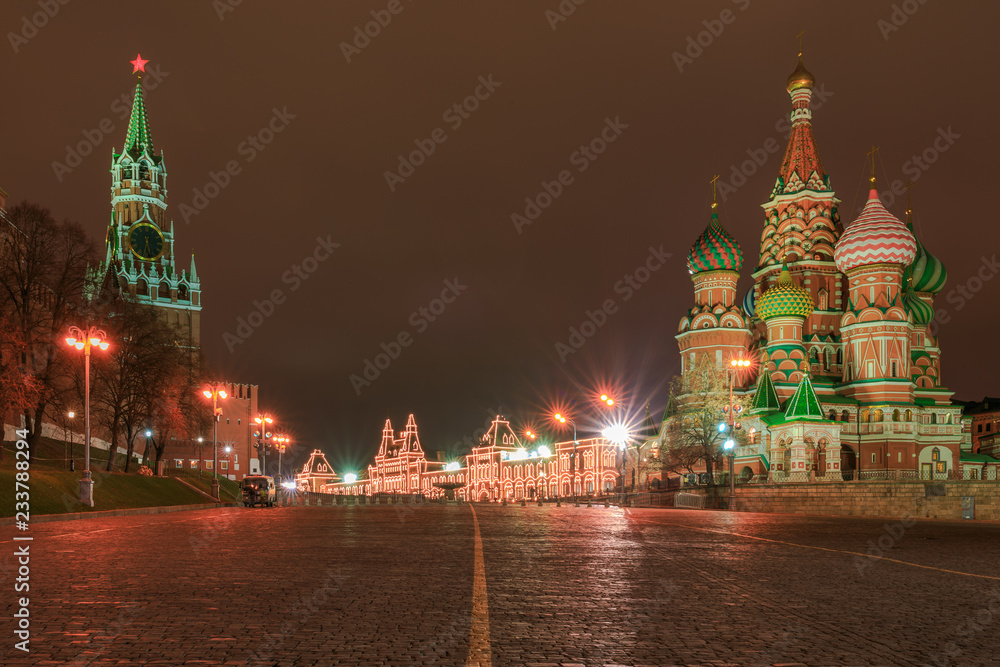 Saint Baisil's Cathedral in Moscow at night