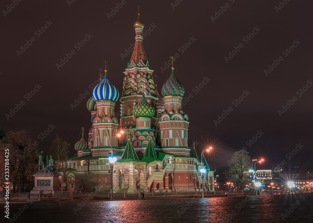 Saint Baisil's Cathedral in Moscow at night