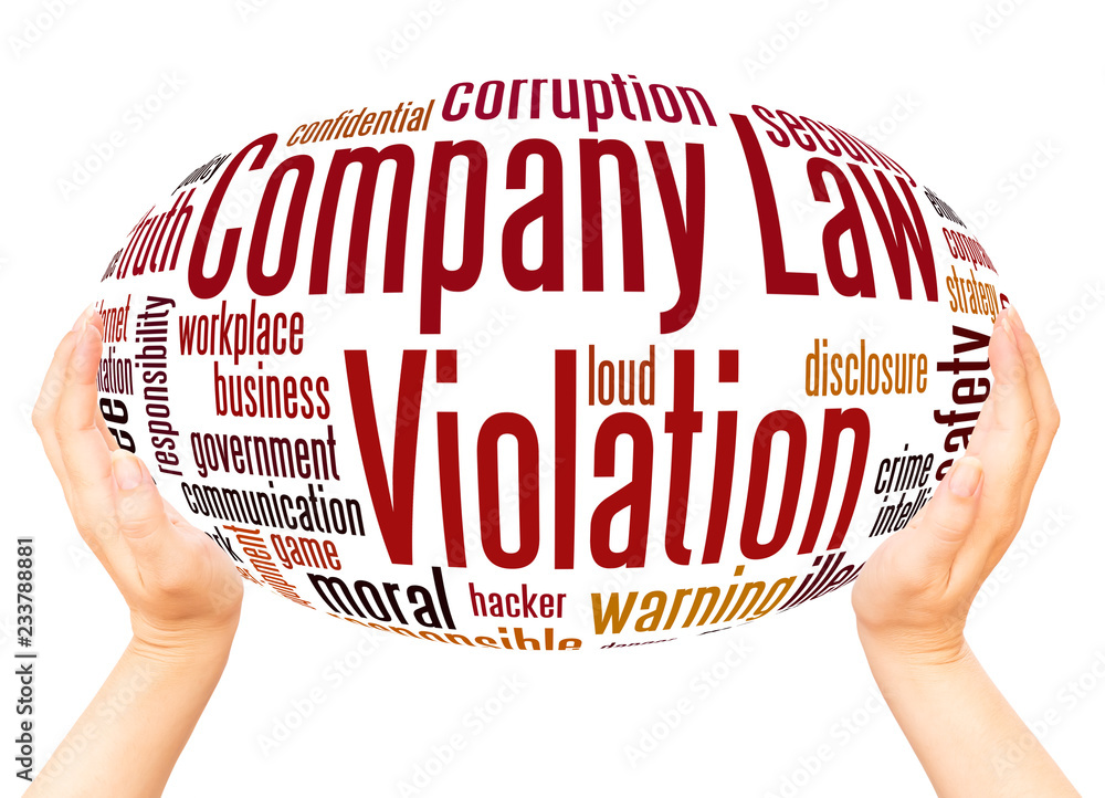 Company Law Violation word cloud hand sphere concept Stock Illustration ...
