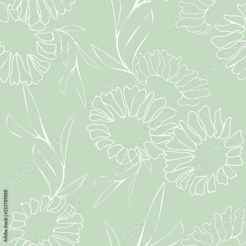 Vector Green Floral Texture Background Seamless Pattern