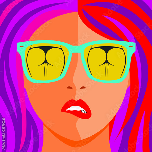 Female close up portrait. Abstract woman. Vector illustration