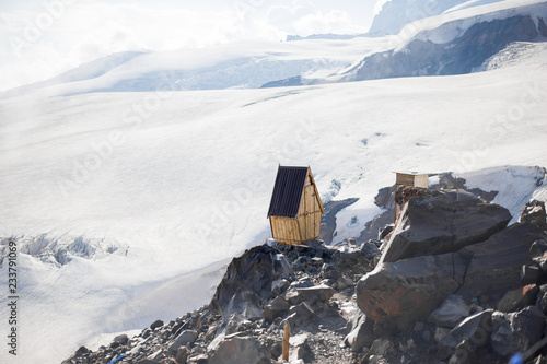 Old wooden toilets WC for climbers about break