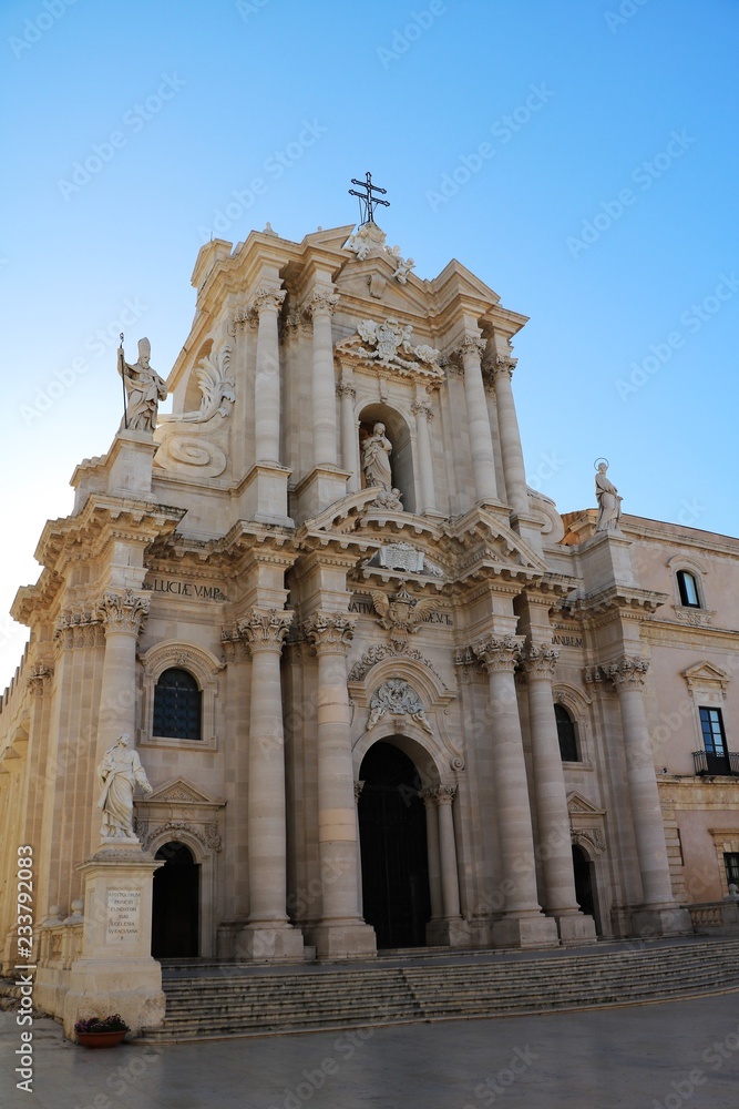Cathedral of Syracuse at Piazza duomo in Ortygia Syracuse, Sicily Italy