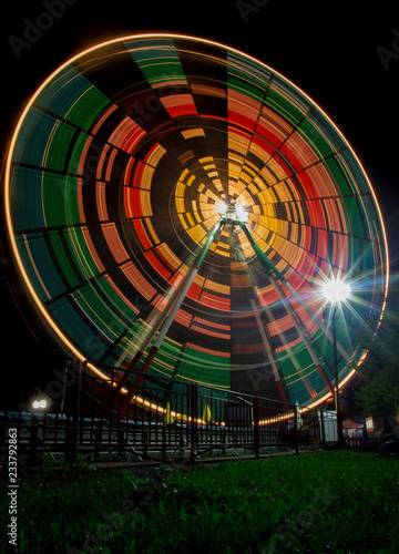  the ferris wheel glows at night