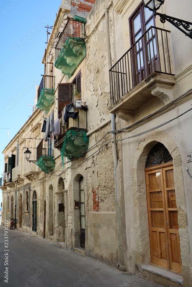 Old Town alley of Ortigia Syracuse, Sicily Italy 