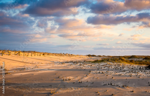 Sand dunes and clouds at sunrise, Assateague Island National Seashore, Maryland