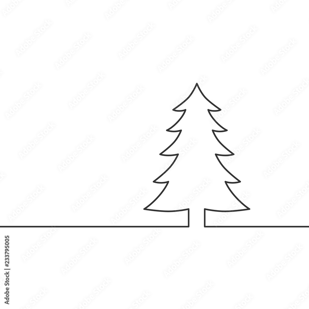 Fototapeta premium Vector image of a continuous line drawing christmas tree.