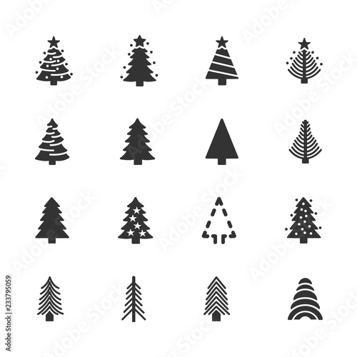 Vector image set of Christmas trees icons.
