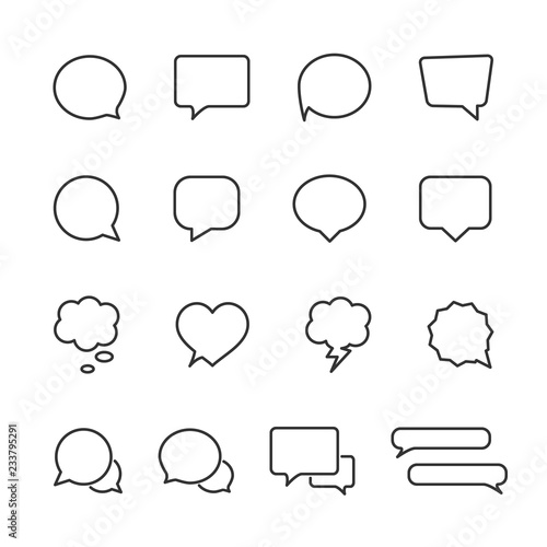 Vector image set of speech bubble line icons.