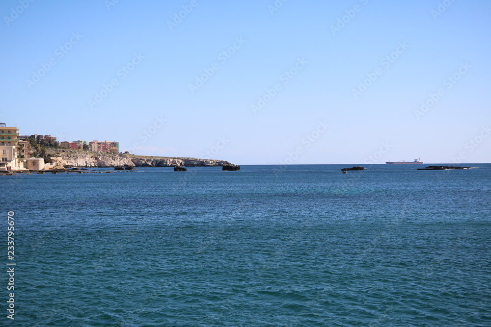 Coastal landscape of Ortigia Island of Syracuse, Sicily Italy Coastal landscape of Ortigia Island of Syracuse, Sicily Italy