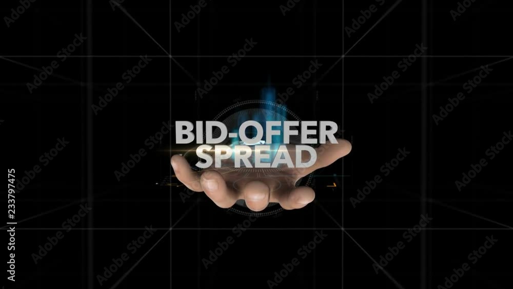Hand Reveals Hologram Word-BID-OFFER SPREAD Hand Reveals Hologram Word-BID-OFFER SPREAD