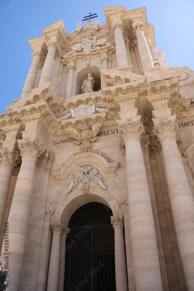 Syracuse Cathedral at Piazza duomo in Ortygia Syracuse, Sicily Italy 