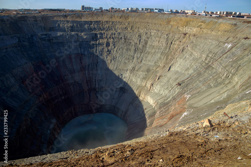 Career kimberlite diamond pipe Peace, Yakutia, Russia photo