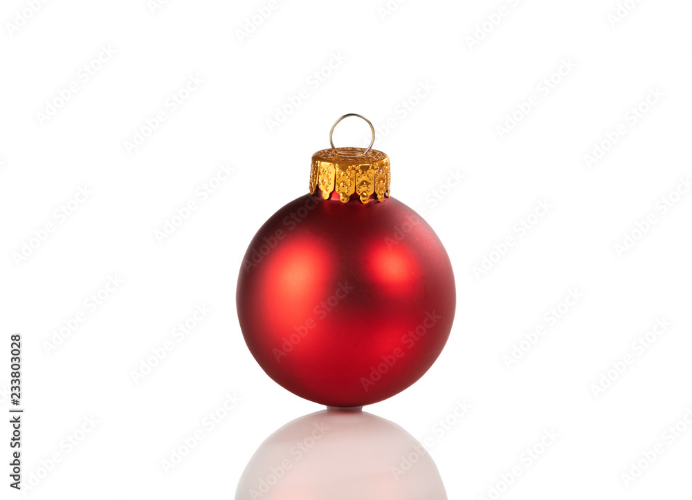 Red Christmas ball ornament isolated on a white background Red Christmas ball ornament isolated on a white background