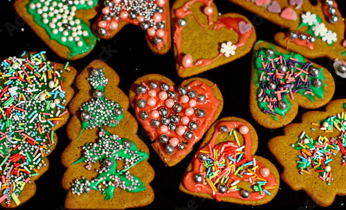 Homemade christmas cookies on a dark table