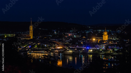 Night shot at Vilshofen with reflections - Bavaria - Germany