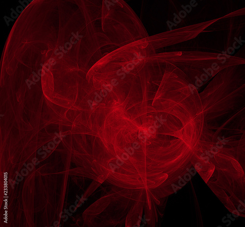 Red abstract on black background. Fantasy fractal texture. Digital art. 3D rendering. Computer generated image.