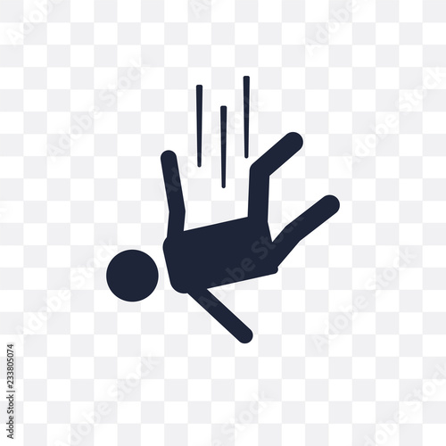 Falling transparent icon. Falling symbol design from Insurance collection. Simple element vector illustration. Can be used in web and mobile.