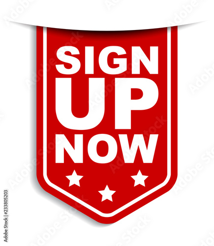 red vector banner sign up now
