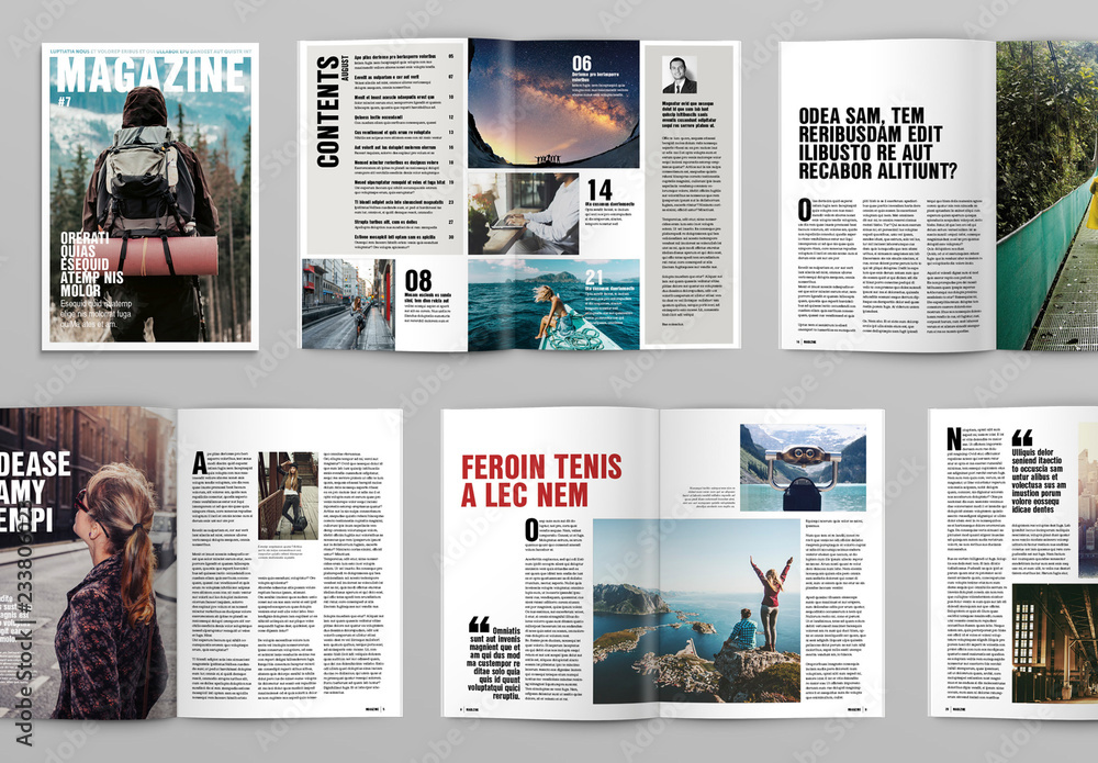 Black and White Magazine Layout Stock Template | Adobe Stock