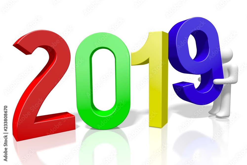2019 New Year concept - colorful letters