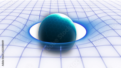 illustration of space curvature, 3D modeling, gap in space