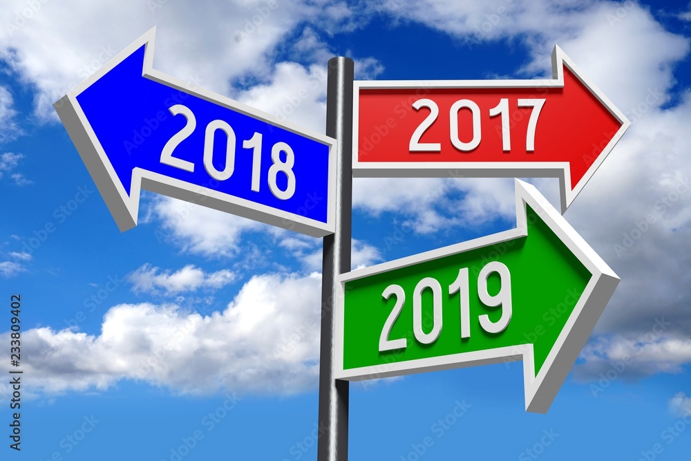 Obraz premium 2019 New Year concept - signpost