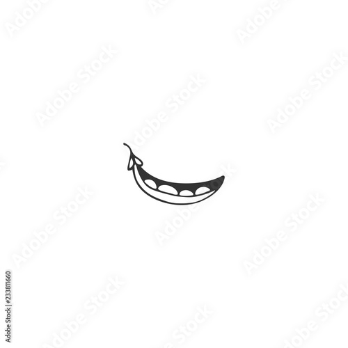 Vector hand drawn object. Food logo element, green pea.