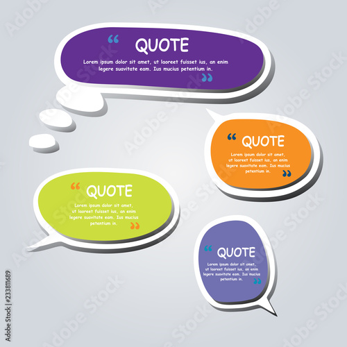 Colored text bubble set speech box vector template design