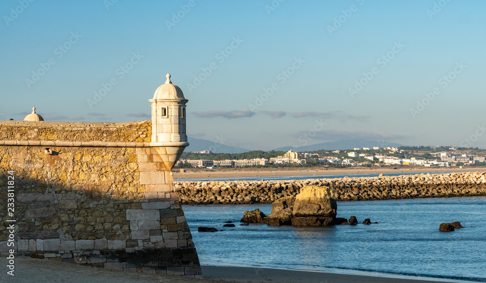 castle palm anchor algarve portugal shade sunset