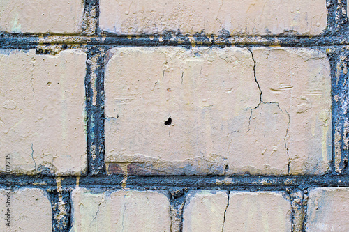 Damaged brickwork in cracks is close © savelov