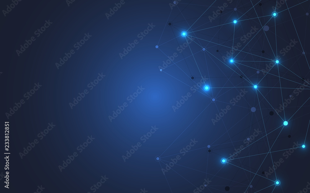 Geometric abstract background with connected dots and lines. Molecular structure and communication. Digital technology background and network connection. Geometric abstract background with connected dots and lines. Molecular structure and communication. Digital technology background and network connection.