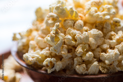 Close up of spicy pimenton popcorn