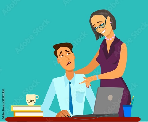 sexual harassment at work, office woman and her lustful boss