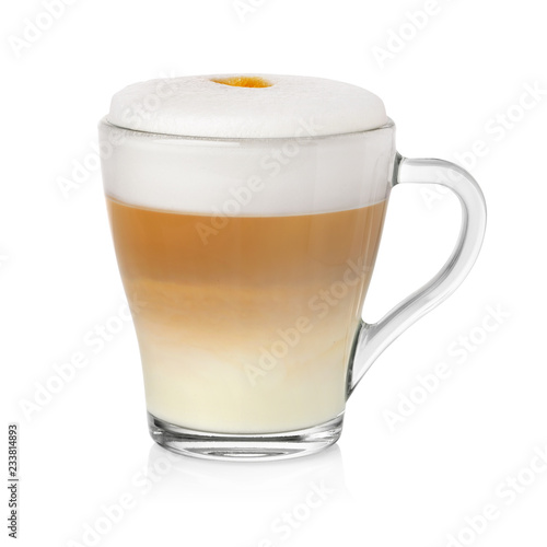 Cup of cappuccino on white