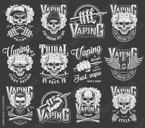 Vintage vaping logotypes collection