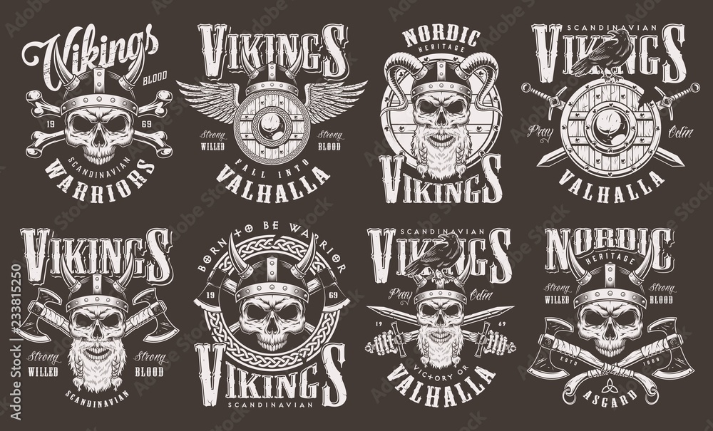 Fototapeta premium Vintage viking emblems collection